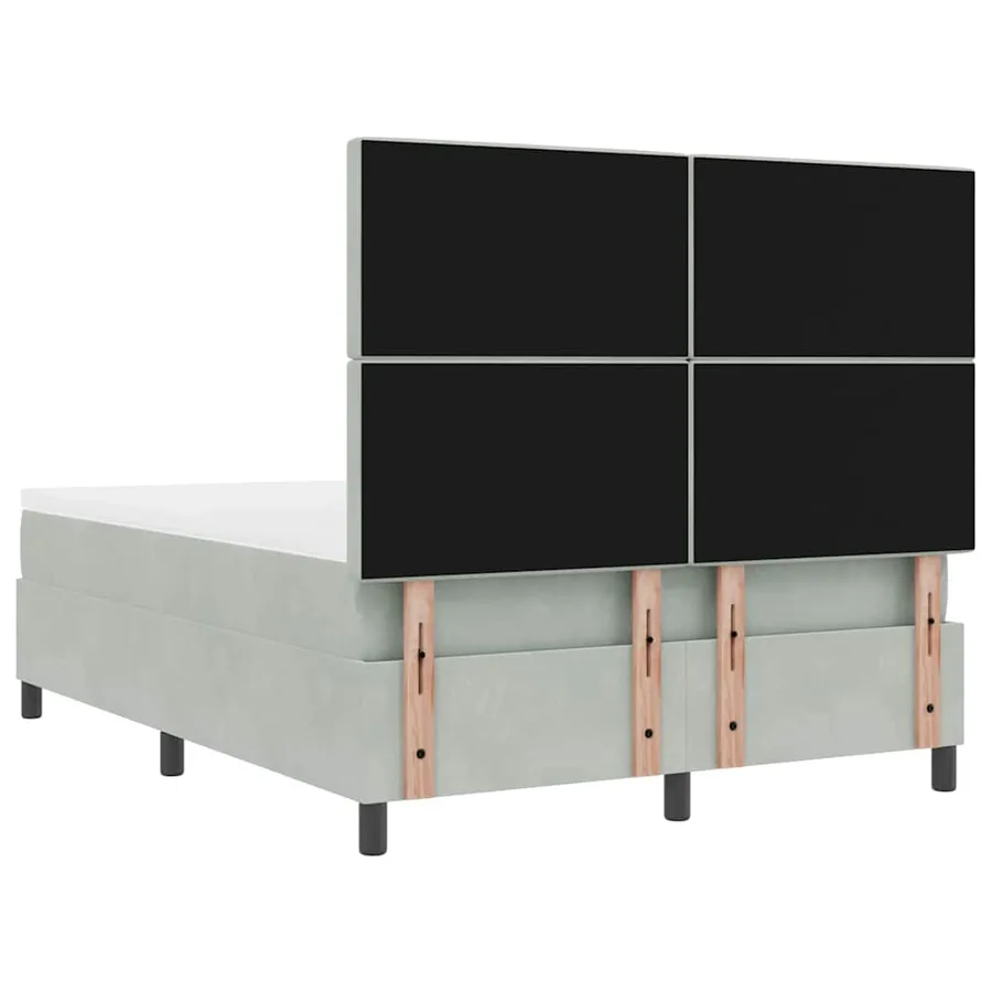 Lit à ressort LED avec matelas Gris clair 140 x 190 cm Velours - 8