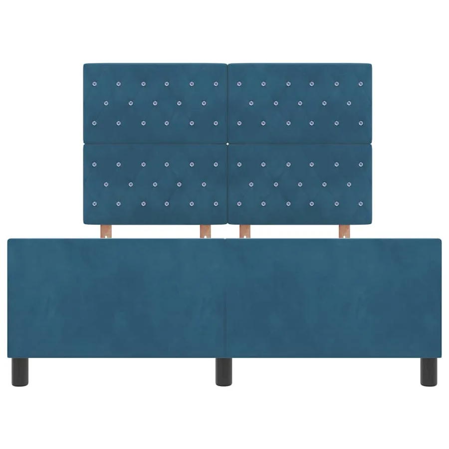 Lit à ressorts avec tête de lit Bleu foncé 140 x 200 cm Velours - 7
