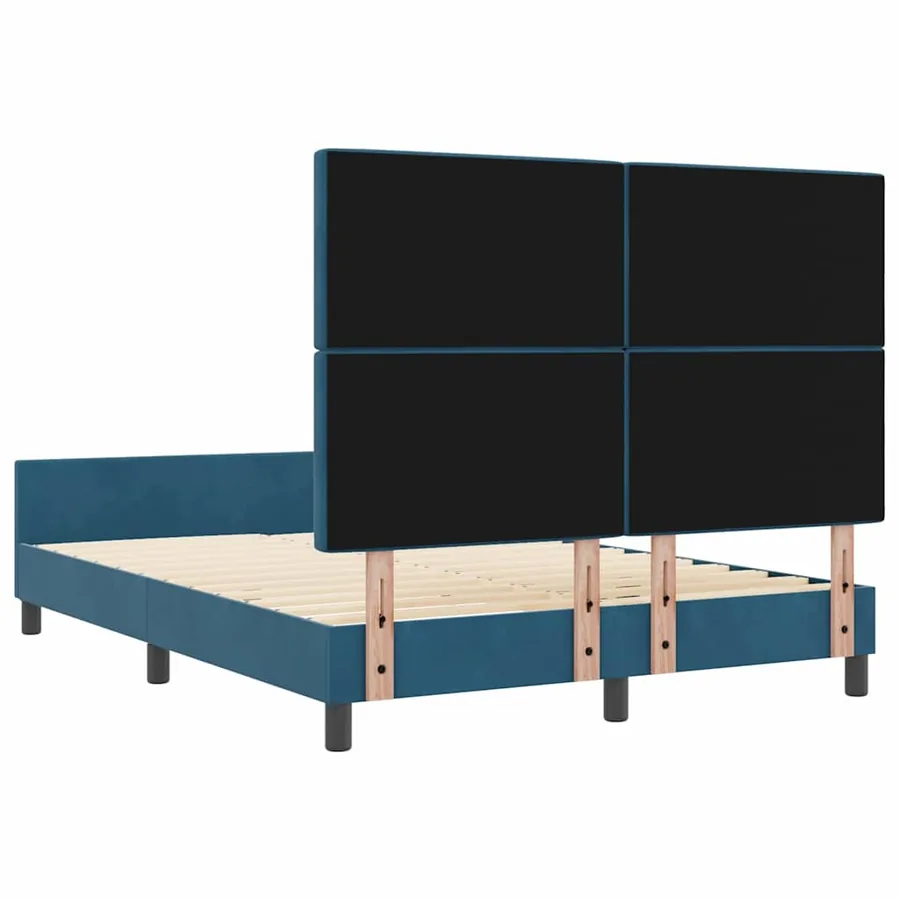 Lit à ressorts avec tête de lit Bleu foncé 140 x 200 cm Velours - 9