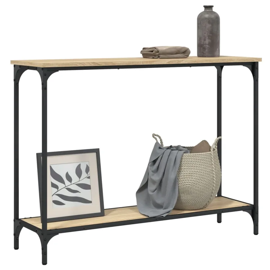 Table console chêne sonoma 101x30,5x75 cm bois d'ingénierie - 3