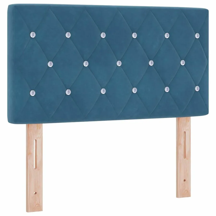 Lit à ressort LED avec matelas Bleu foncé 80 x 200 cm Velours - 7