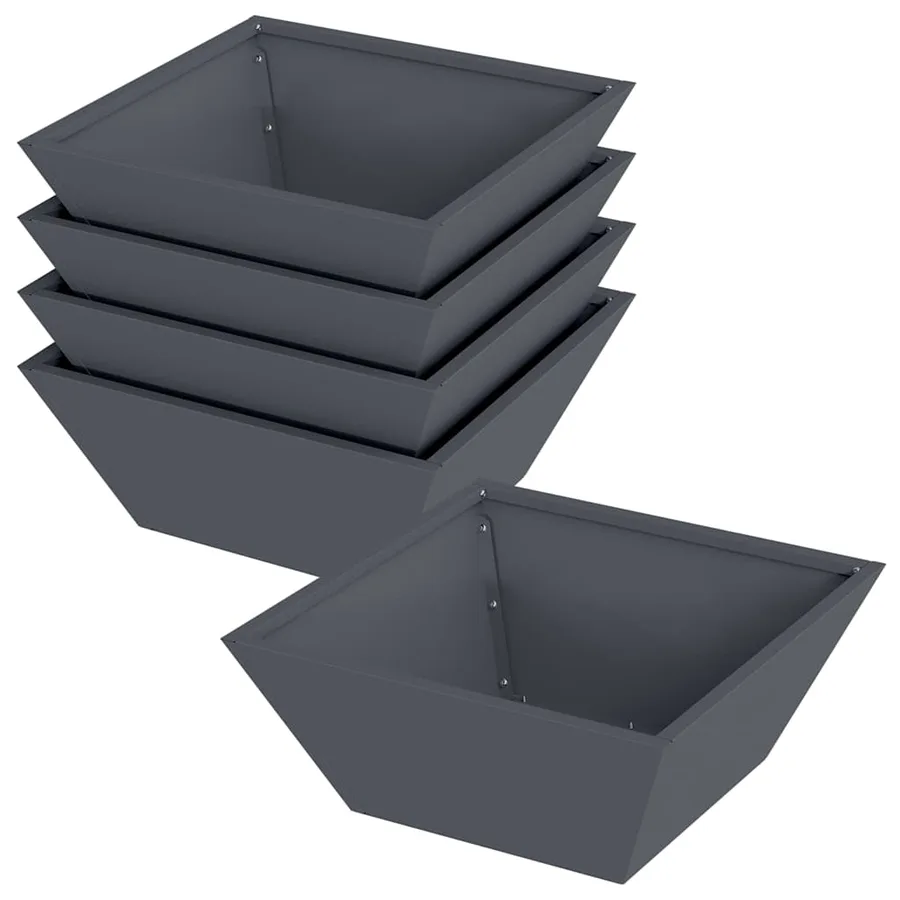 Cache-pot de jardin 5 pc Anthracite 40 x 40 x 15 cm - 2