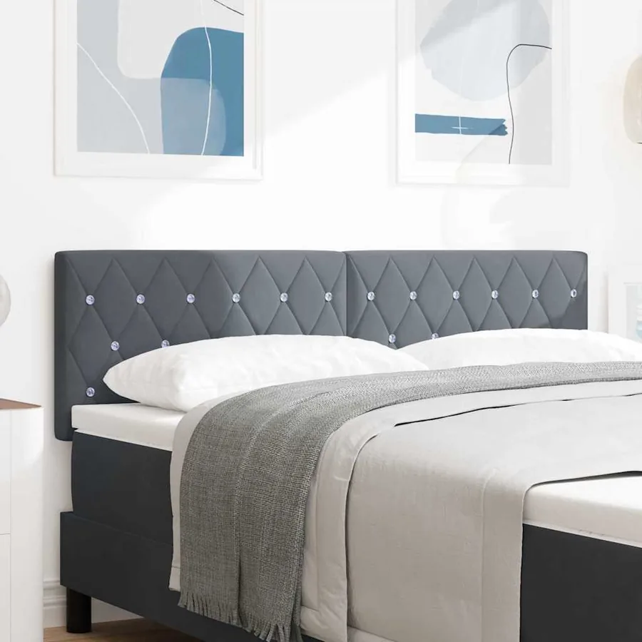 Tête de lit LED avec bandes LED Gris foncé 144 cm Velours