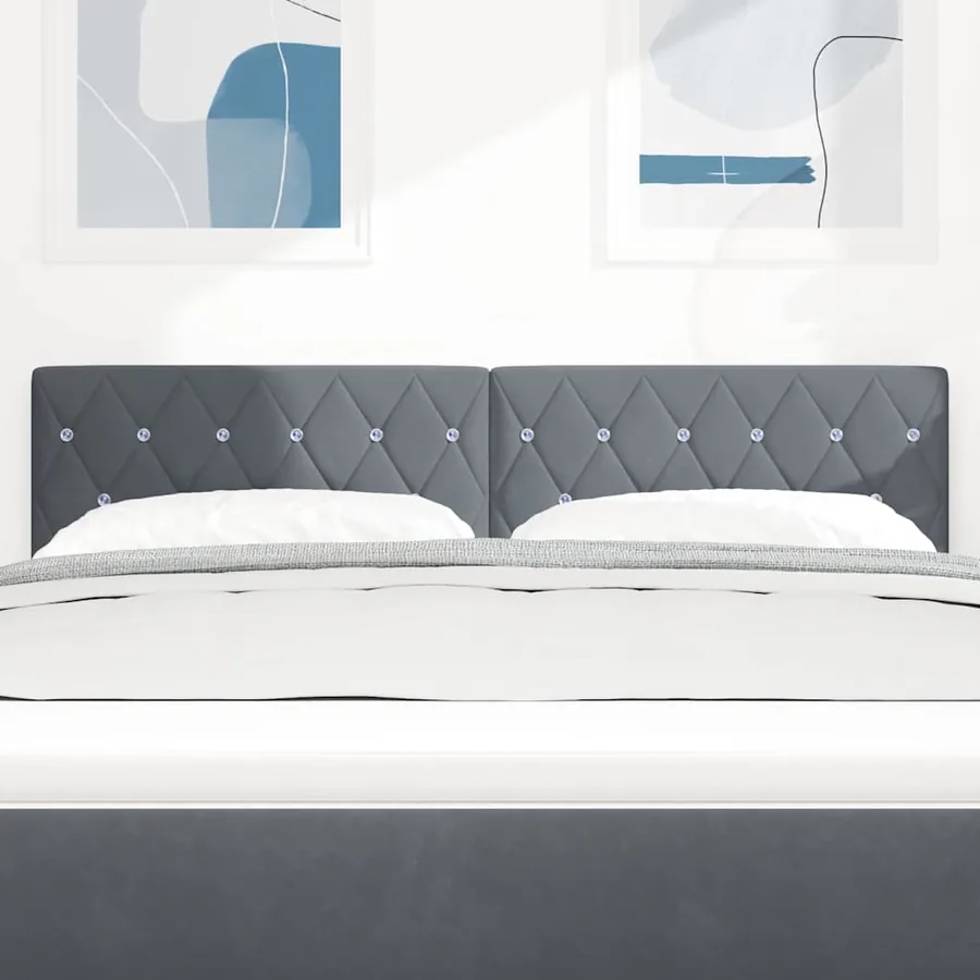 Tête de lit LED avec bandes LED Gris foncé 144 cm Velours - 3