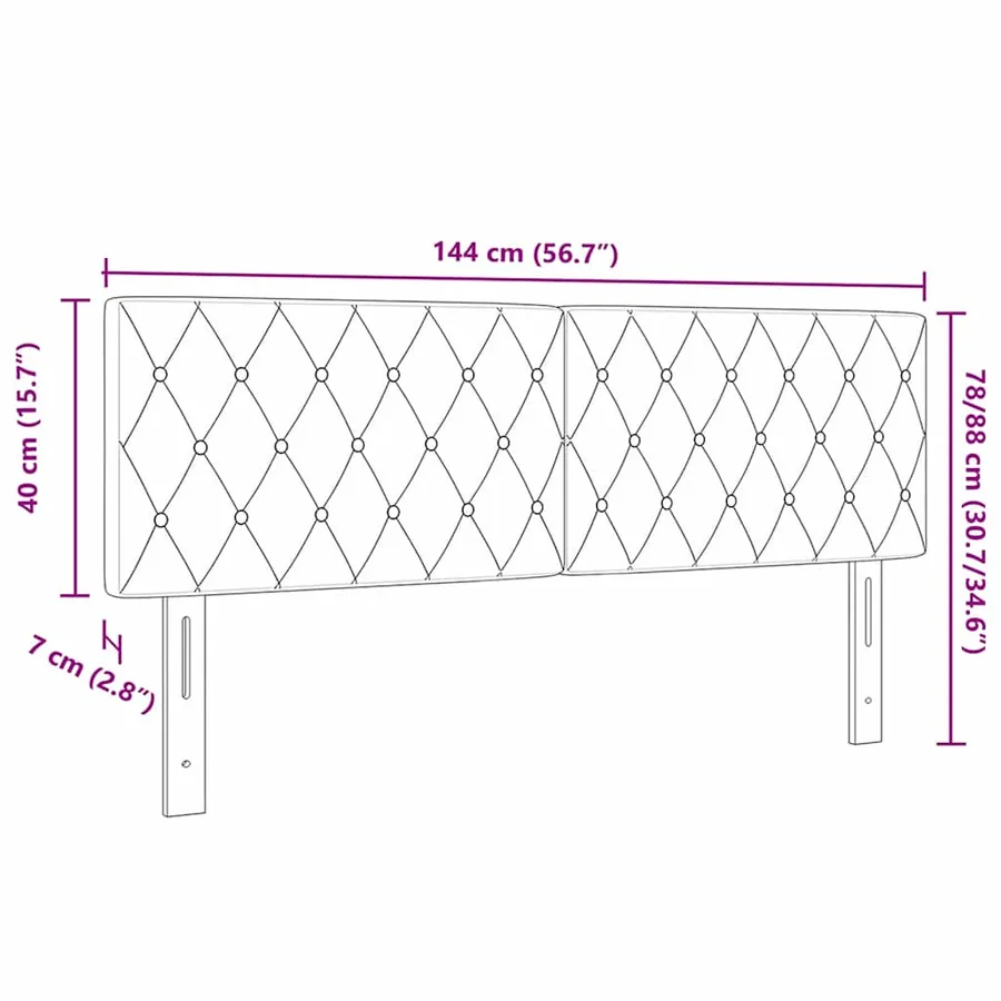 Tête de lit LED avec bandes LED Gris foncé 144 cm Velours - 8
