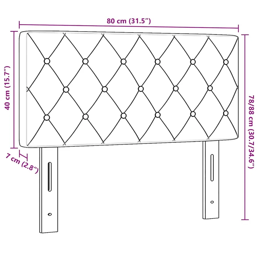 Tête de lit Gris clair 80 cm Velours - 9