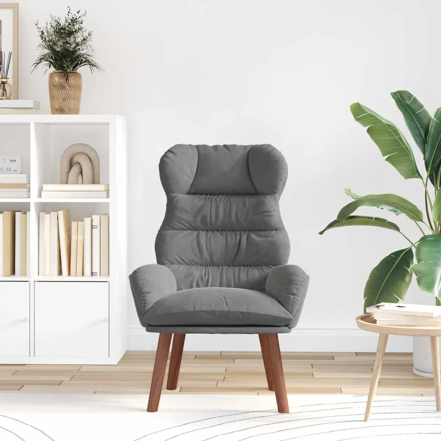 fauteuil Gris foncé 69 x 74 x 93 cm Velours - 3