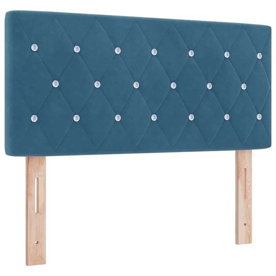 Lit à ressorts avec tête de lit Bleu foncé 200 x 90 cm Velours - 5