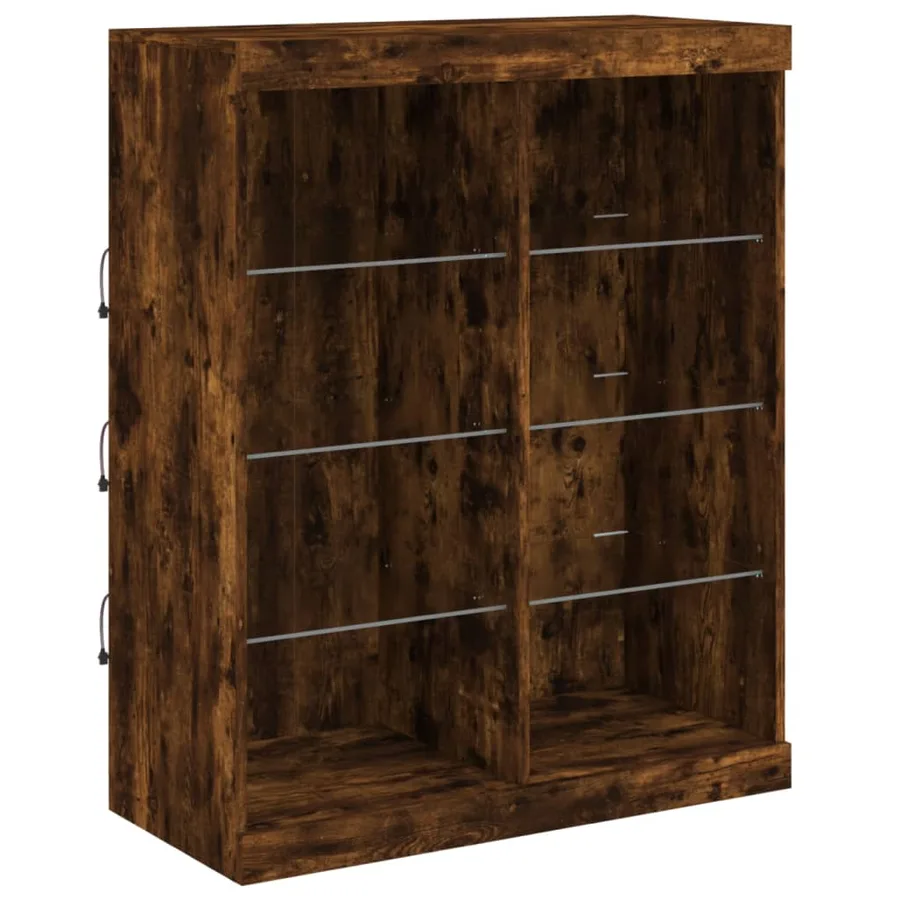 Buffet avec lumières LED chêne fumé 81x37x100 cm - 3