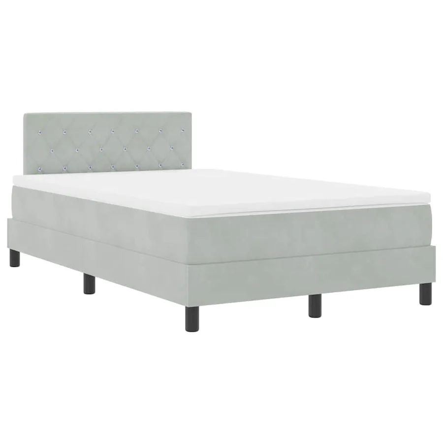 Lit à ressorts avec matelas Gris clair 120 x 200 cm Velours - 4