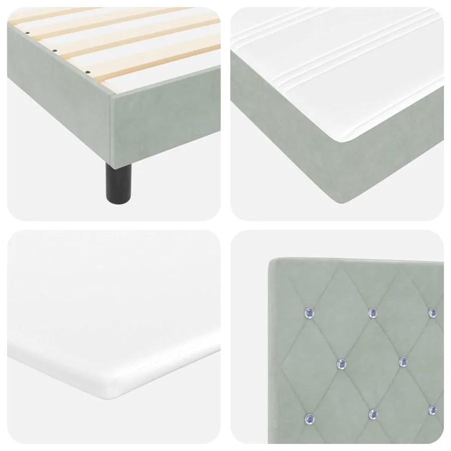 Lit à ressort LED avec matelas Gris clair 120 x 200 cm Velours - 10