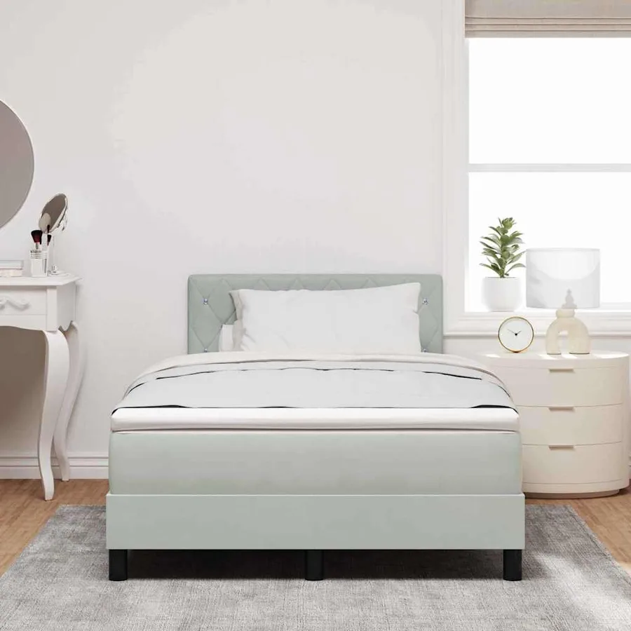 Lit à ressort LED avec matelas Gris clair 120 x 200 cm Velours - 3
