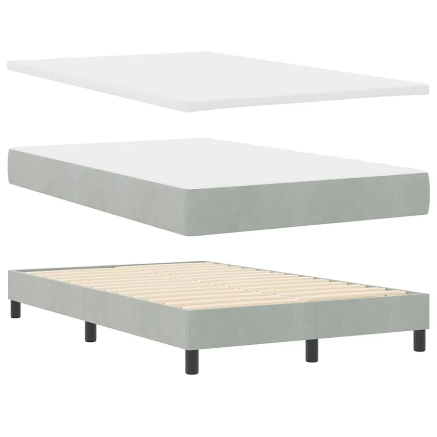 Lit à ressort LED avec matelas Gris clair 120 x 200 cm Velours - 5