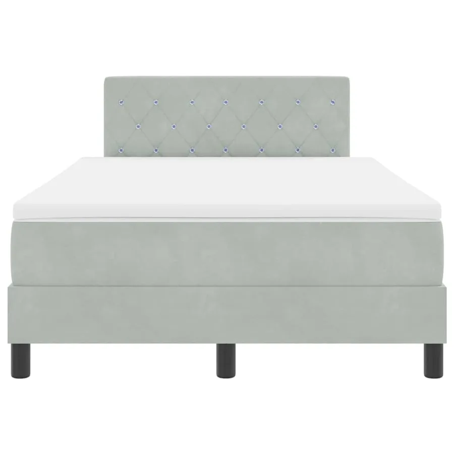 Lit à ressort LED avec matelas Gris clair 120 x 200 cm Velours - 7