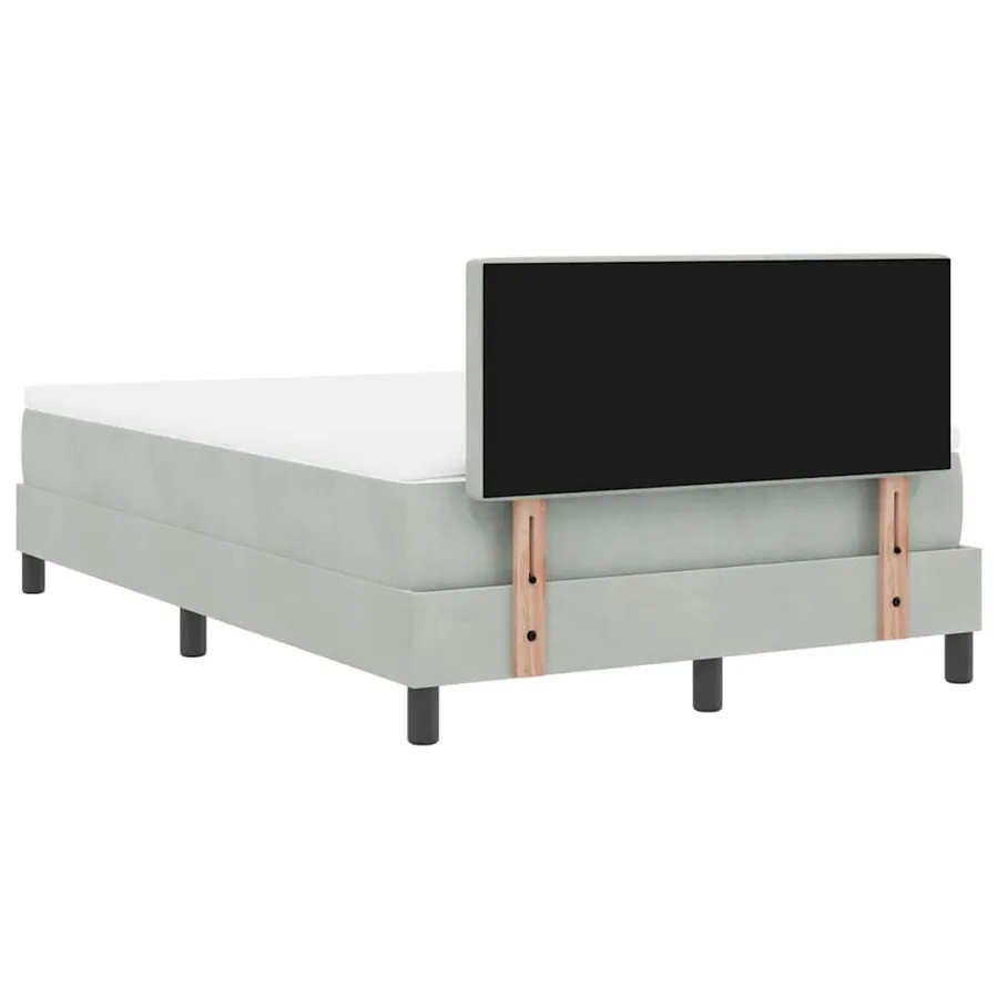 Lit à ressort LED avec matelas Gris clair 120 x 200 cm Velours - 9