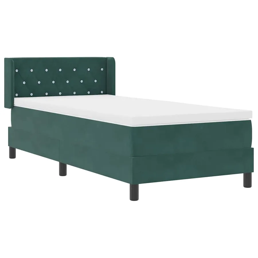 Lit à ressorts avec tête de lit Vert foncé 200 x 90 cm Velours - 6