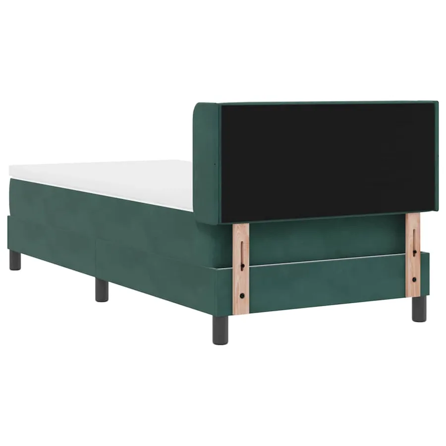 Lit à ressorts avec tête de lit Vert foncé 200 x 90 cm Velours - 9
