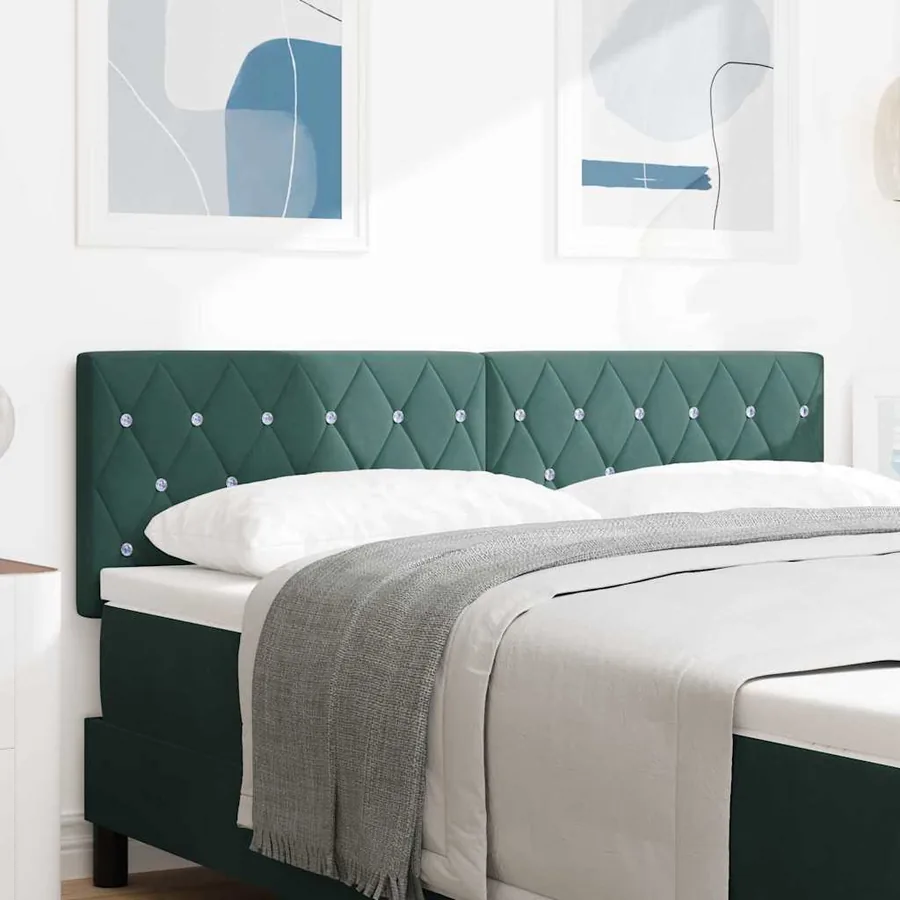 Tête de lit LED avec bandes LED Vert foncé 144 cm Velours