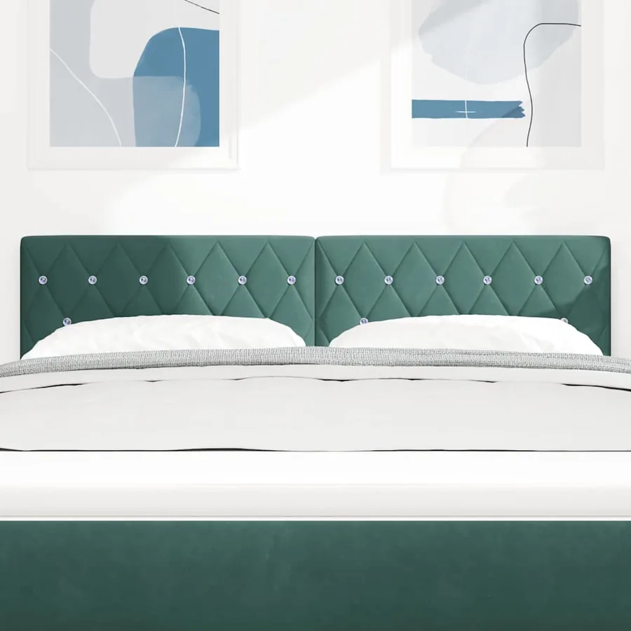 Tête de lit LED avec bandes LED Vert foncé 144 cm Velours - 3