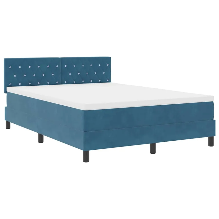 Lit à ressorts avec matelas Bleu foncé 140 x 200 cm Velours - 4