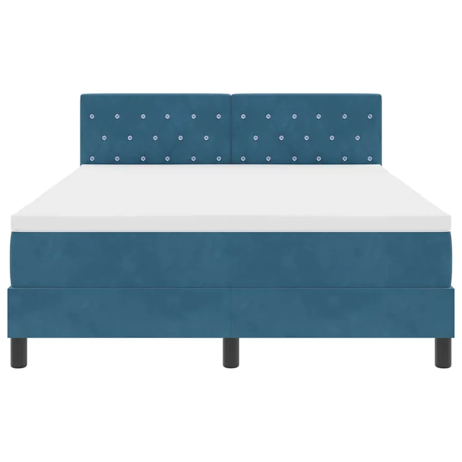 Lit à ressorts avec matelas Bleu foncé 140 x 200 cm Velours - 7