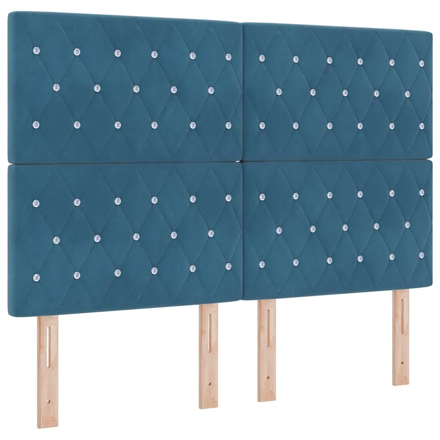 Lit à ressorts avec matelas Bleu foncé 140 x 200 cm Velours - 4
