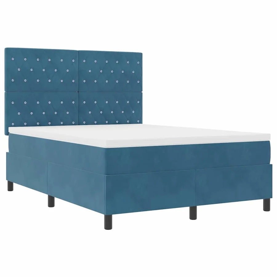 Lit à ressorts avec matelas Bleu foncé 140 x 200 cm Velours - 5