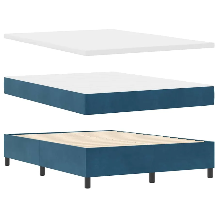 Lit à ressorts avec matelas Bleu foncé 140 x 200 cm Velours - 6