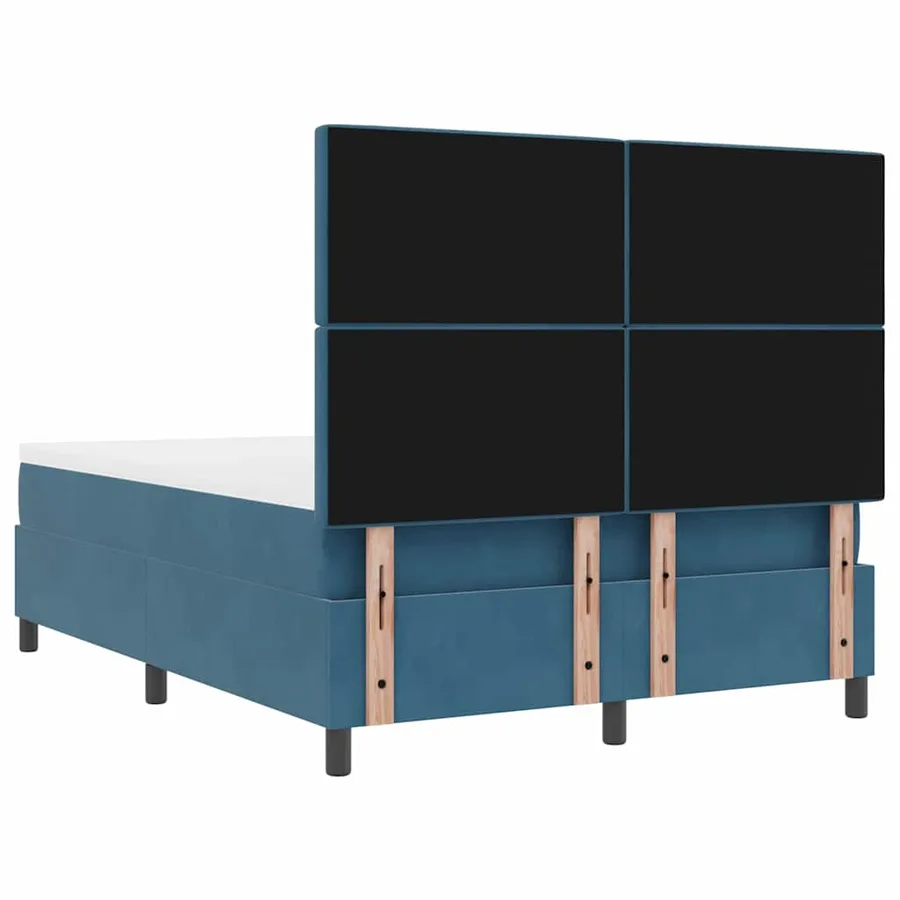 Lit à ressorts avec matelas Bleu foncé 140 x 200 cm Velours - 9