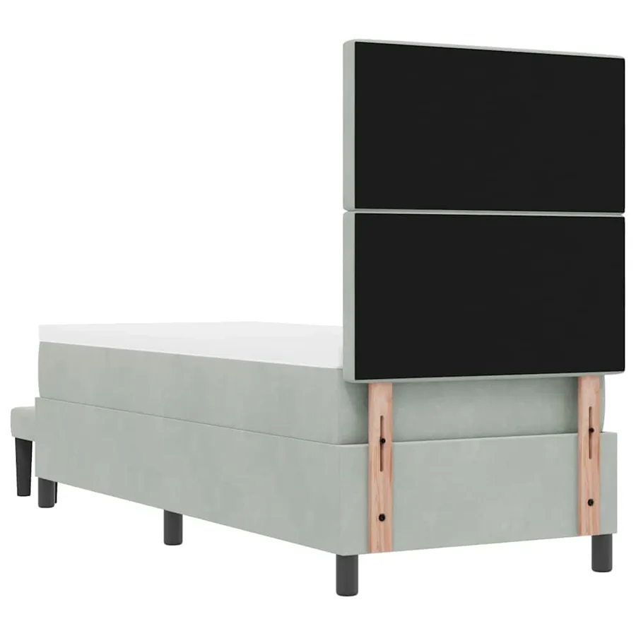 Lit à ressorts avec coussin Gris clair 200 x 80 cm Velours - 10