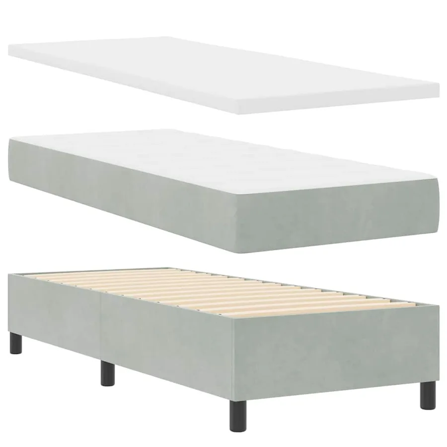 Lit à ressorts avec matelas Gris clair 200 x 80 cm Velours - 5