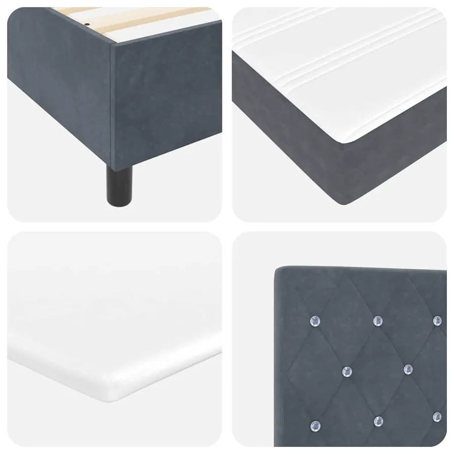Lit à ressorts avec matelas Gris foncé 80 x 200 cm Velours - 10