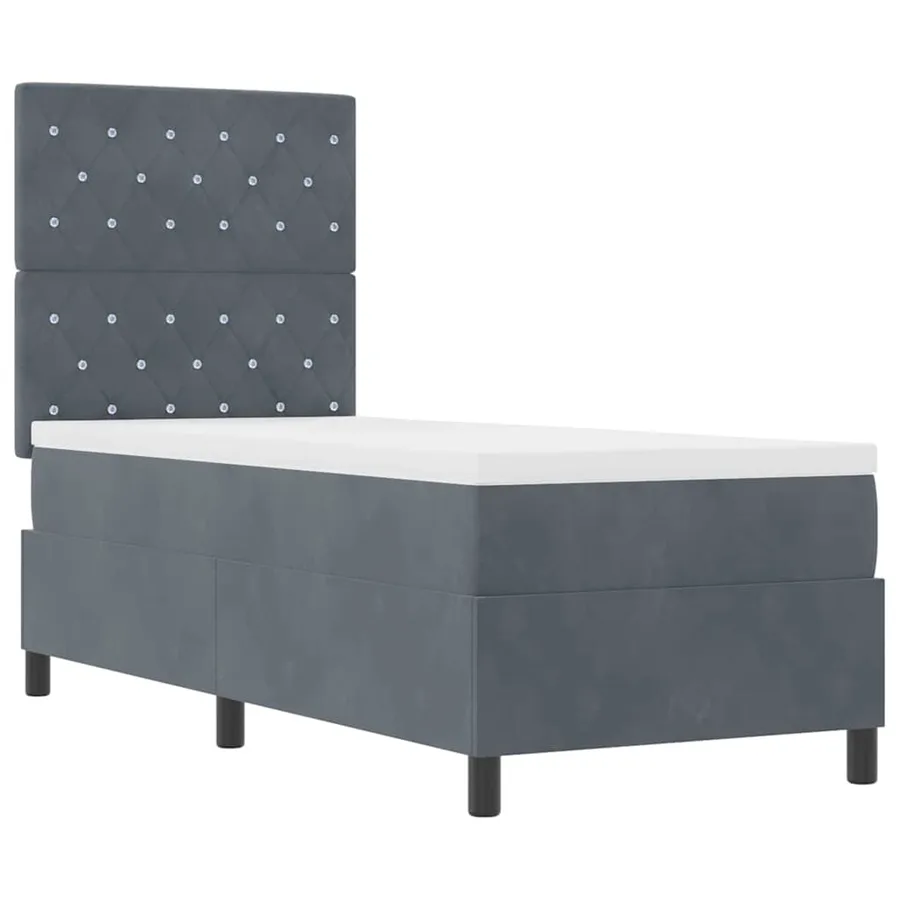 Lit à ressorts avec matelas Gris foncé 80 x 200 cm Velours - 5