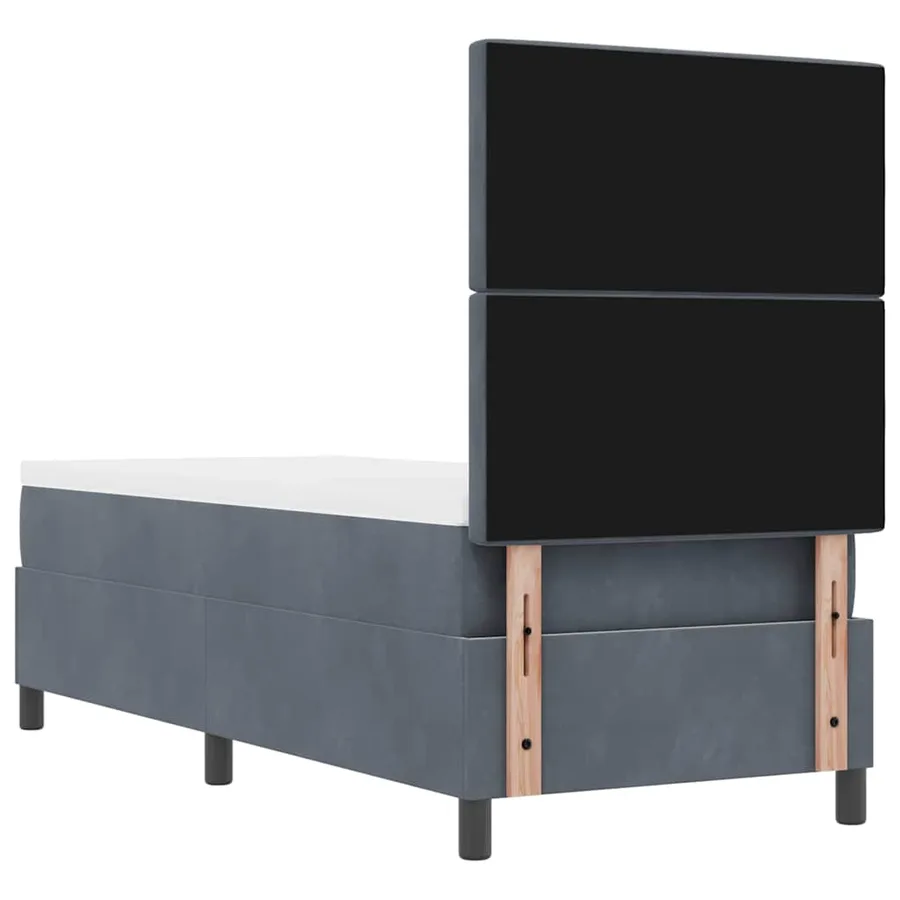 Lit à ressorts avec matelas Gris foncé 80 x 200 cm Velours - 9