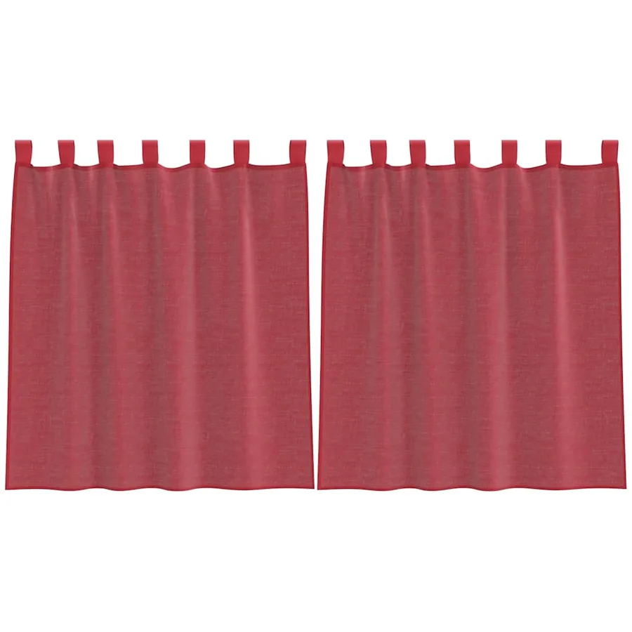 Voilages à œillets 2 pcs rouge bordeaux 140 x 140 cm - 2
