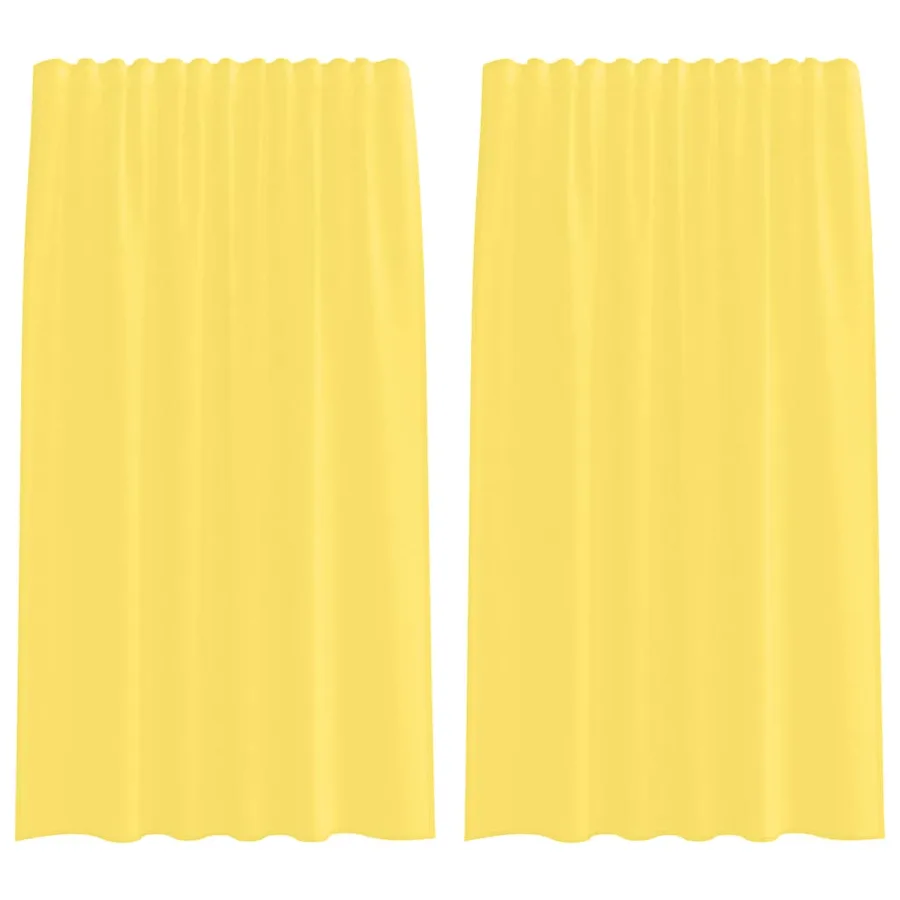 Rideaux en voile avec passe-tringles 2 pcs jaune - 2