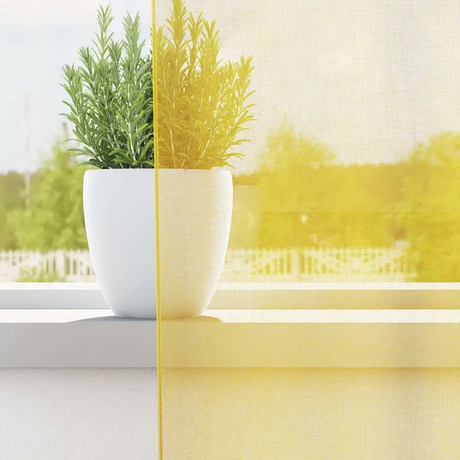Rideaux en voile avec passe-tringles 2 pcs jaune - 3