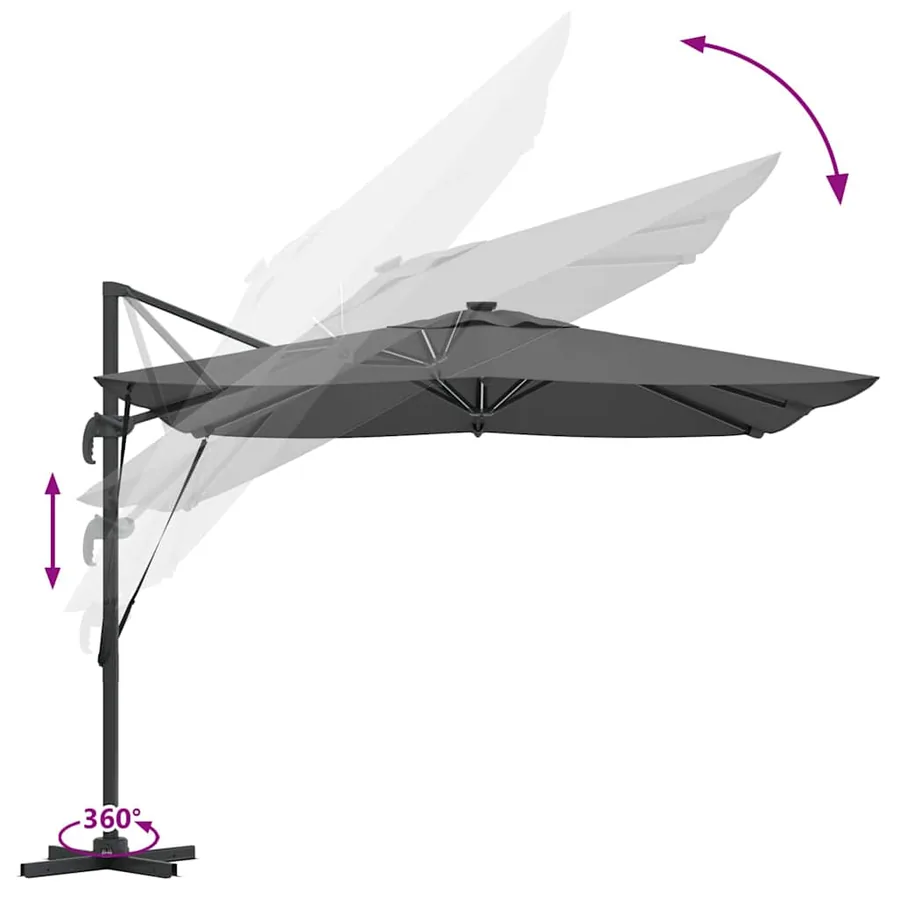 Parasol Anthracite 286 x 284 x 270 cm Aluminium et polyester - 13