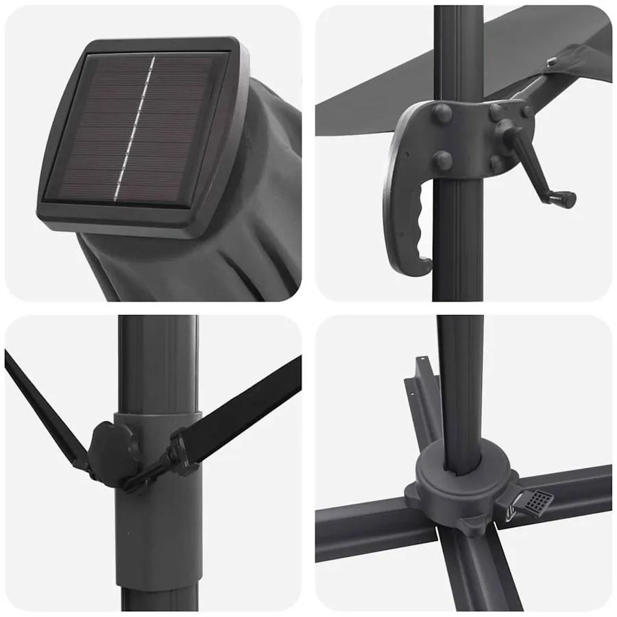 Parasol Anthracite 286 x 284 x 270 cm Aluminium et polyester - 8