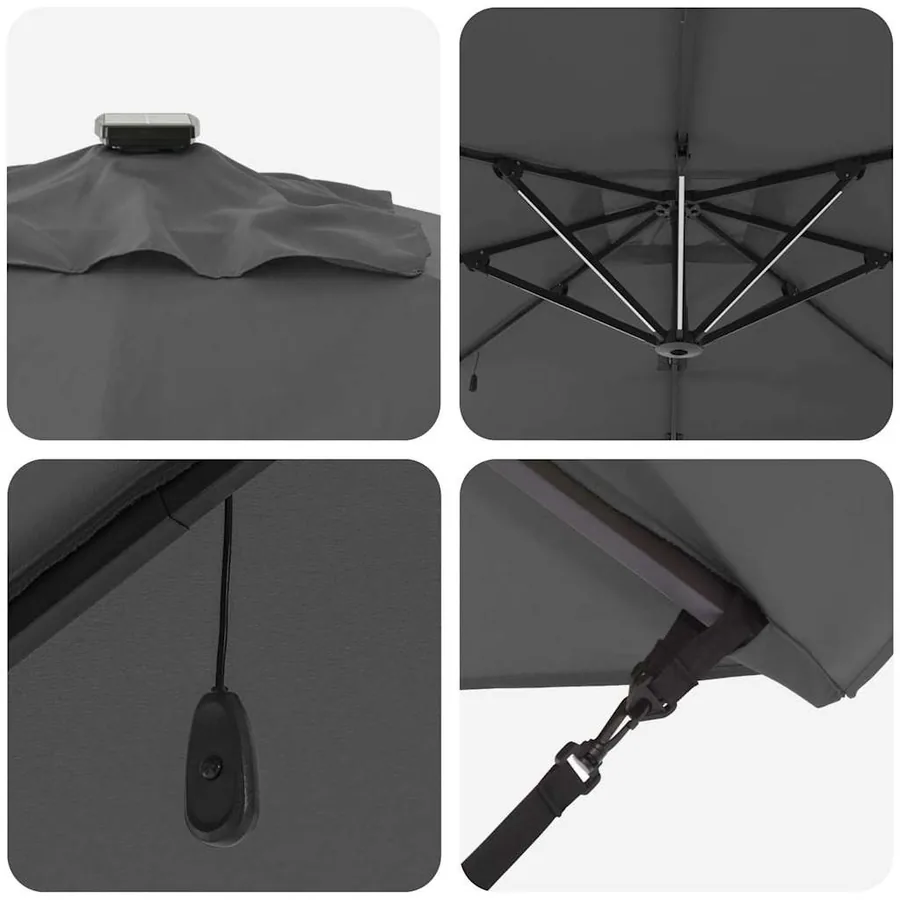 Parasol Anthracite 286 x 284 x 270 cm Aluminium et polyester - 9