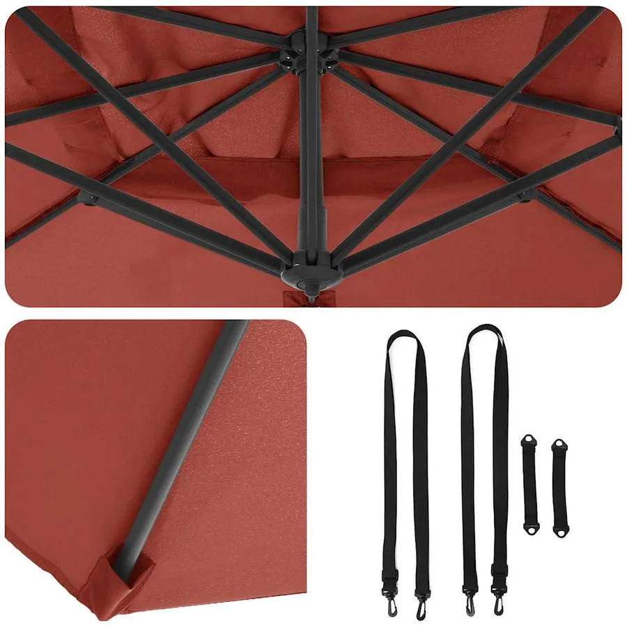 Parasol Roma Rouge 286 x 284 x 265 cm Aluminium et polyester - 10