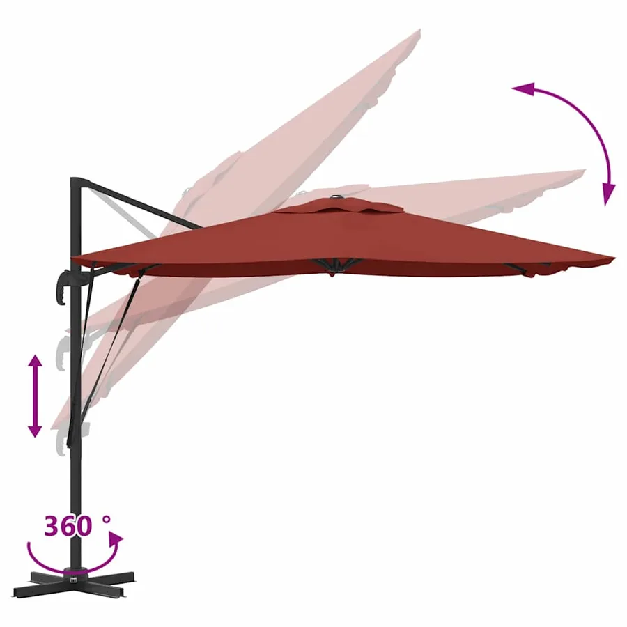 Parasol Roma Rouge 286 x 284 x 265 cm Aluminium et polyester - 11