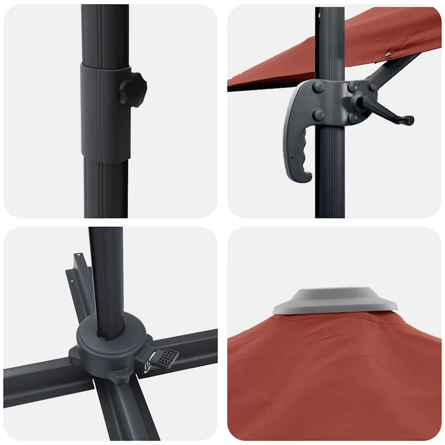 Parasol Roma Rouge 286 x 284 x 265 cm Aluminium et polyester - 9
