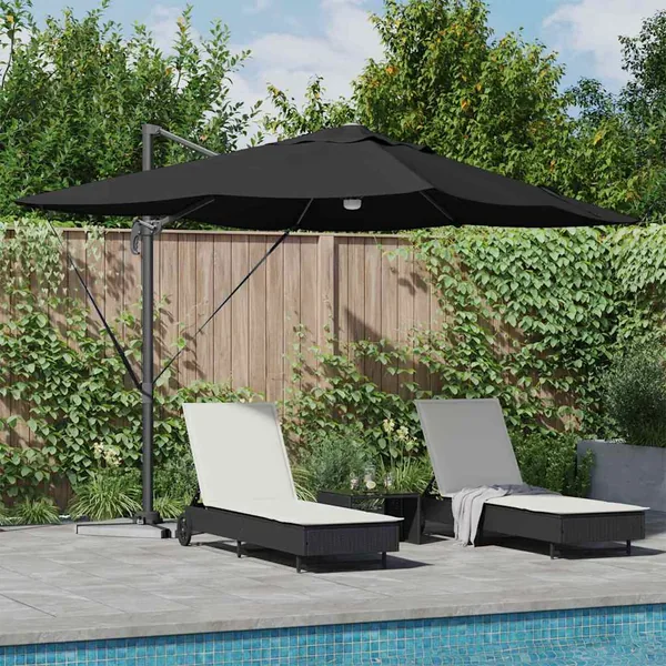 Parasol Noir 351 x 250 x 253 cm Polyester et Aluminium