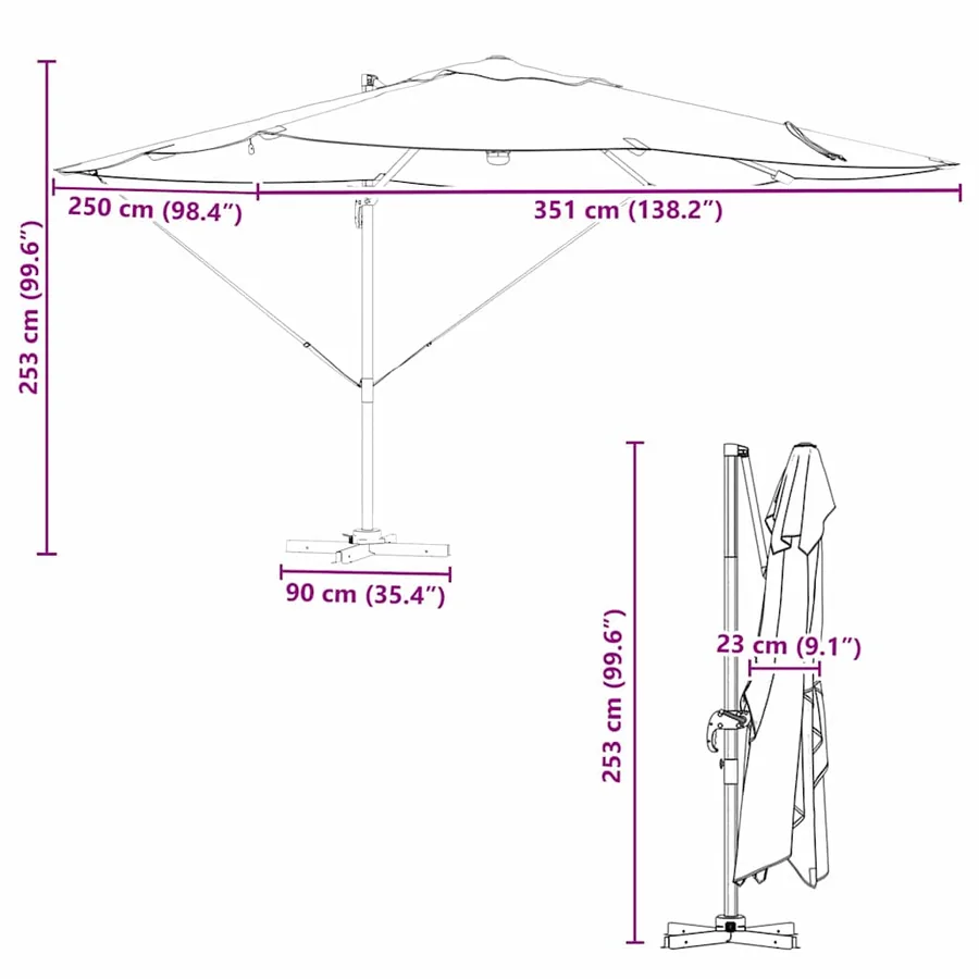 Parasol Noir 351 x 250 x 253 cm Polyester et Aluminium - 16