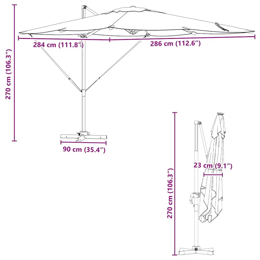 Parasol Roma Beige 286 x 284 x 265 cm Aluminium et polyester - 13