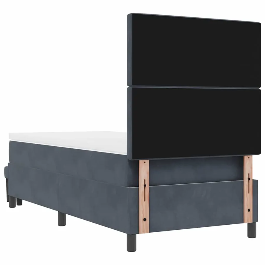 Lit à ressorts avec tête de lit Gris foncé 190 x 90 cm Velours - 10