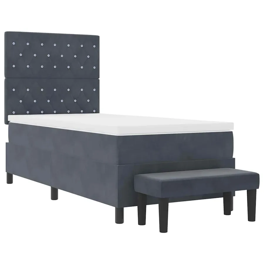 Lit à ressorts avec tête de lit Gris foncé 190 x 90 cm Velours - 7
