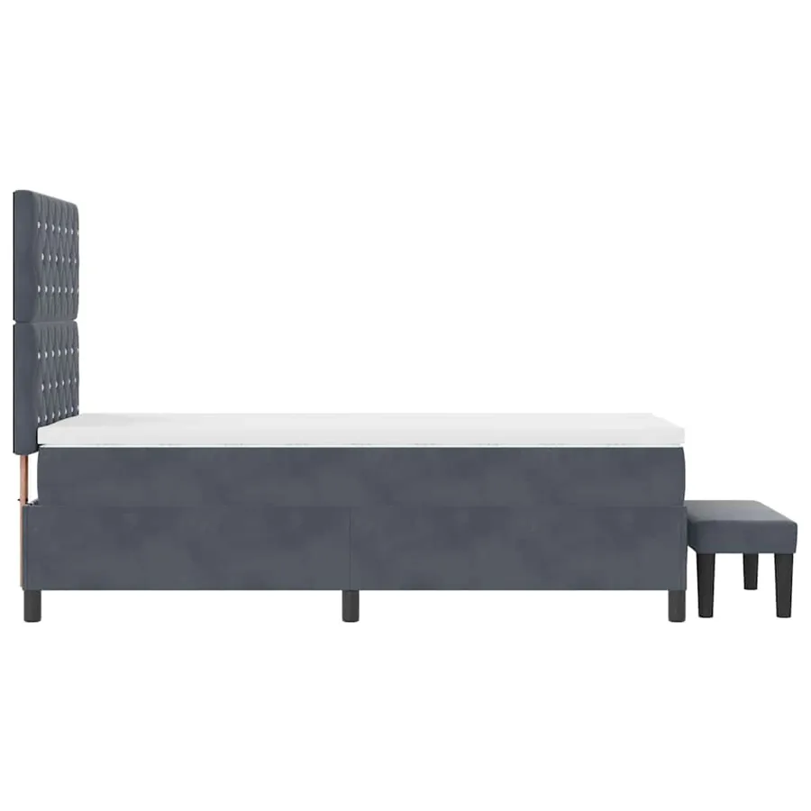 Lit à ressorts avec tête de lit Gris foncé 190 x 90 cm Velours - 9