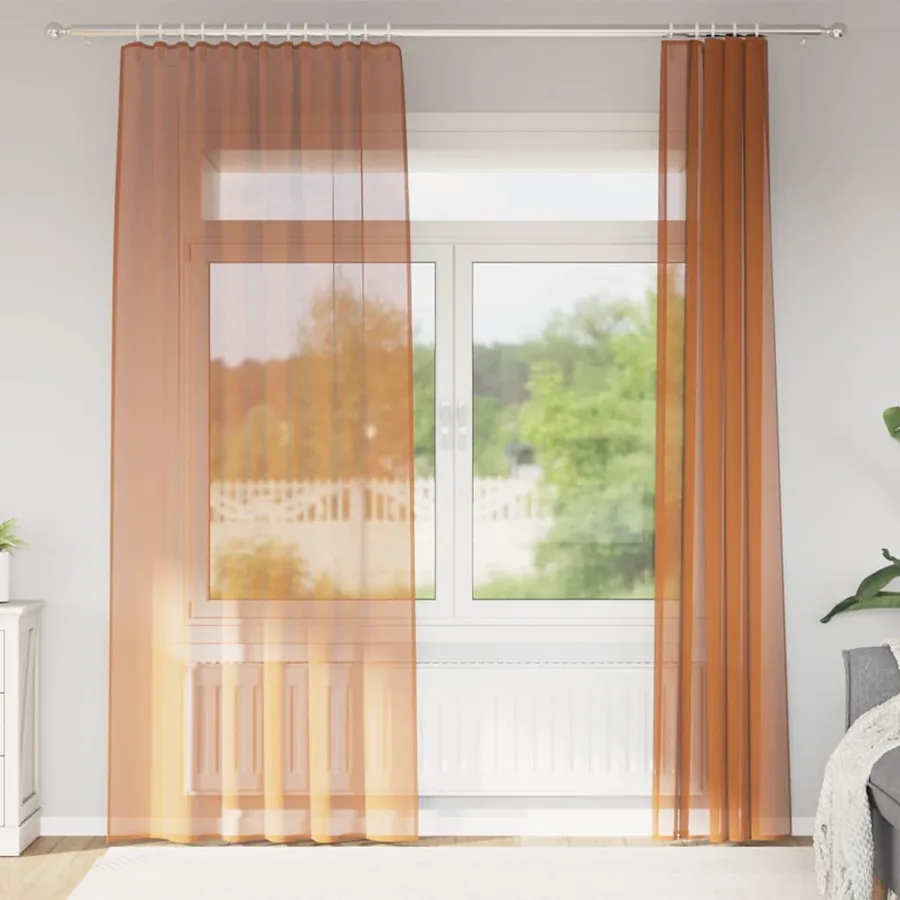 Rideaux en voile à œillets 2 pcs couleur terre cuite